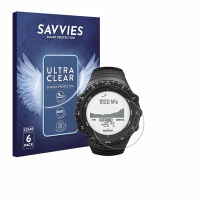 Savvies - Screenprotector voor Suunto Core Regular Black - Folie Beschermfolie transparant 6 Stuks