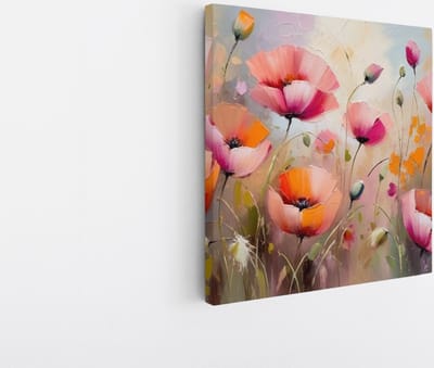 Saammp Canvas Schilderij - Oranjetinten - Bloemen - Abstract - 20x20 - Foto op canvas - Wanddecoratie - Muurdecoratie Woonkamer - Kantoor Decoratie