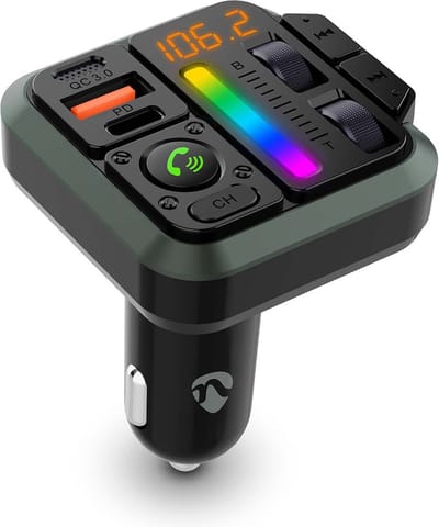 Nedis FM-Audiotransmitter voor Auto - Gefixeerd - Handenvrij bellen / Luidsprekerfunctie - 1.00 " - Amber-Scherm - Bluetooth - PD 18 W / PD 20 W - Snelladen - Bass boost - Google Assistant / Siri - Zwart
