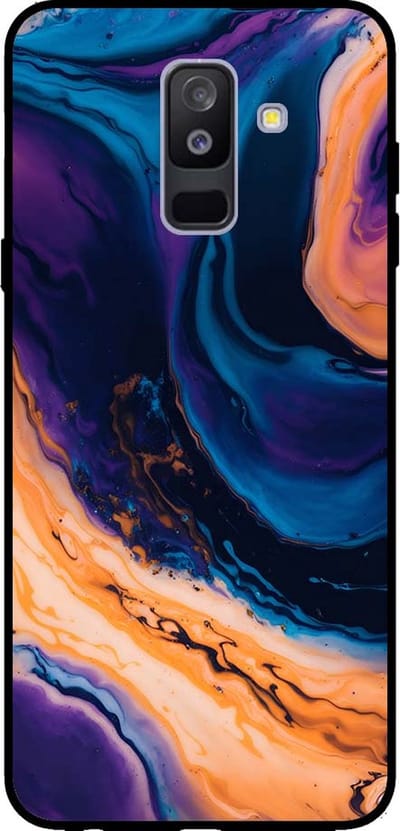 Smartphonica Telefoonhoesje voor Samsung Galaxy A6 Plus 2018 marmer look - backcover marmer hoesje - Blauw geschikt voor Samsung Galaxy A6 Plus 2018