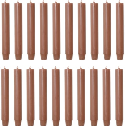 Rustik Lys chique mooie dinerkaarsen pak van 20 stuks 2.6 x 18 cm in de kleur Brique