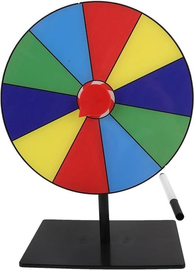 Prijzenrad Tafel - Draaiwiel Spel - Feestelijke Activiteiten - Uitwisbaar Oppervlak - 27.5 cm - Multicolor
