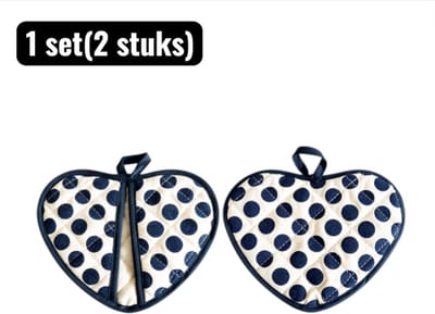 1 set（2 stuks） - Ovenwanten - Placemat - Ovenhandschoenen Set - Dikke Gevulde Keukenhandschoenen met Hartjes Design - Grillen en Pannen - Blauw