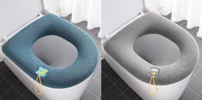 2 PackThicker Zachte Badkamer Warmer Handvat Toilet Seat Cover Pad Rekbaar Wasbaar en Eenvoudige Installatie Gewatteerde Deksel Stoelhoezen Wasbare Vezeldoek