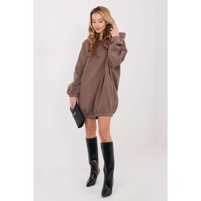 Cozy Motion Hoodie Dress - Taupe / One Size