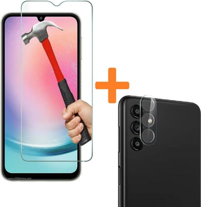 Display Bescherming Schermprotector Tempered Glass Screen Protector + Camera lens Beschermer Transparant Geschikt voor: Samsung Galaxy A24 / A25 4G & 5G