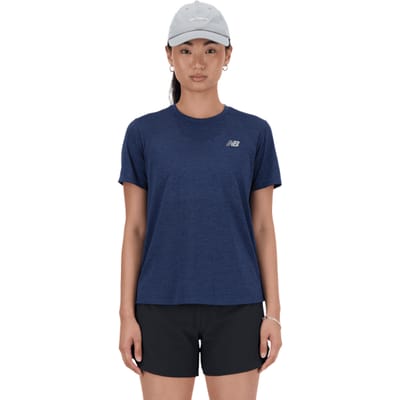 New Balance Athletics T-shirt T-shirts Dames - Blauw - Maat L - Poly Jersey