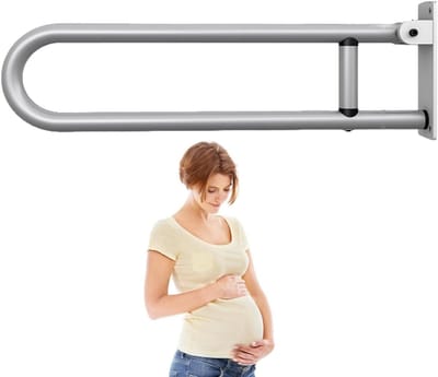 Veiligheidsbeugels Badkamer - Handgrepen Toilet - Ondersteuning Thuis - Opklapbaar Ontwerp - 56 cm Lengte - Zilver