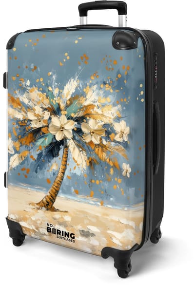 NoBoringSuitcases.com® - Koffer groot - Rolkoffer lichtgewicht - Tropische palmboom - Reiskoffer met 4 wielen - Grote reis trolley XL - Luggage suitcase - Hardcase reistrolley medium - 20 kg bagage