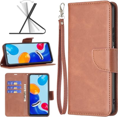 MobyDefend Hoesje - Geschikt voor Xiaomi 12 / 12X - Wallet Book Case Met Koord - Bruin