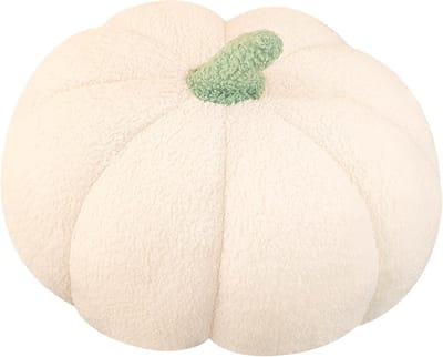3D Gevuld Pompoen Decoratief Kussen - 25cm Halloween Kussen voor Slaapkamer en Bank - Wit en Schattig Kussen voor Feestdagen