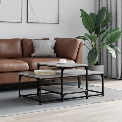 vidaXL - Salontafel - 102x60x45 - cm - bewerkt - hout - grijs - sonoma - eikenkleurig