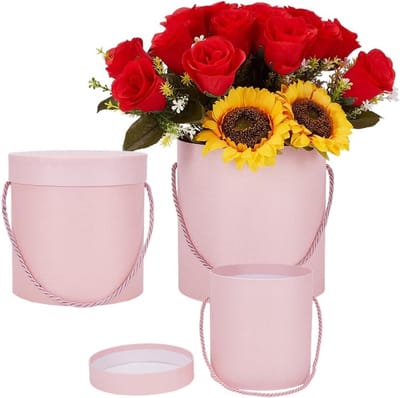 Dailygoods - 3 Stuks Roze Ronde Geschenkdozen met Deksels voor Feestelijke Gelegenheden