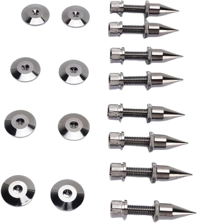 Luidspreker Spikes - Isolatiepieken Set - Geluidsverbetering Thuis - Verstelbare Hoogte - 8 Stuks - Zilver