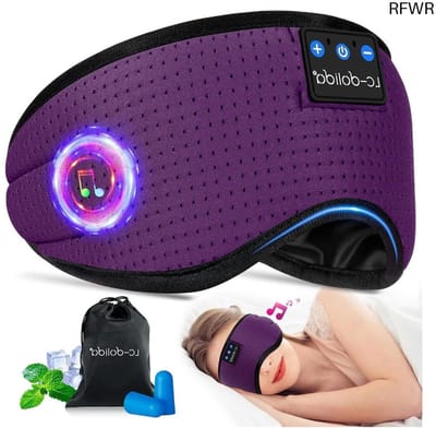 RFWR® Bluetooth slaapmasker met hoofdtelefoon en 15 uur speeltijd - 100% verduisterend en comfortabel