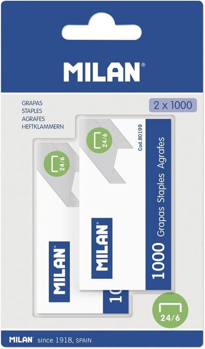 Blisterverpakking met 2000 metalen nietjes 24/6