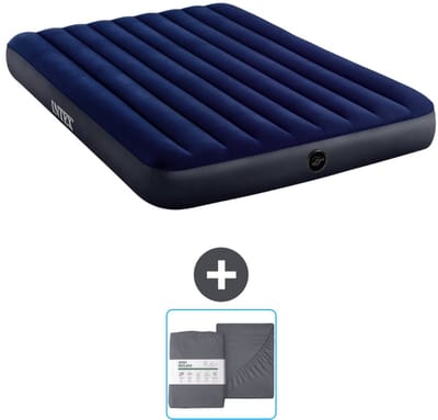 Intex Luchtbed - 2-Persoons - 152 x 203 x 25 cm cm - Blauw - Inclusief en Hoeslaken