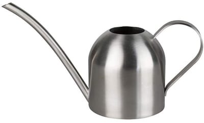 Gieter van roestvrij staal, compact met lange tuit, geschikt voor thuisgebruik (zilverkleurig).