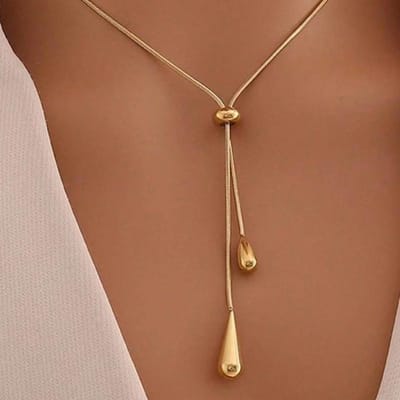 1 stuk roestvrijstalen retro minimalistische hoogwaardige metalen waterdruppelhanger ketting one-size goud