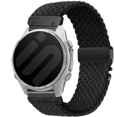 Strap-it Garmin Fenix Universeel 22mm gevlochten bandje met P-buckle - horlogebandje geschikt voor Garmin Fenix 9 (Pro) 47mm - Fenix 8 (Pro-E-47mm) - Fenix 7 (Solar-Pro) - 6 (Solar-Pro) - Fenix 5 (Plus) - Zwart/zwart