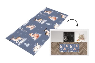 Keukenloper - Loper keuken - Winter - Patroon - Dieren - 120x50 cm - Keukenloper vinyl