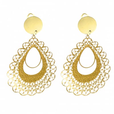 Clip oorbellen -goudkleurig -filigraan- Marrakech- lang- geen gaatje-Charme Bijoux