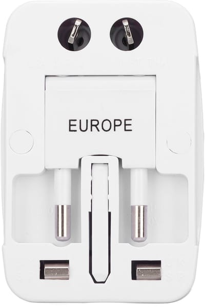 Oneay Universele reisadapter/oplader, geschikt voor de meeste landen, spanningsbereik 110-250V, zonder transformatorfunctie.