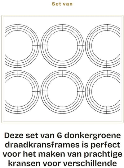 Dailygoods- Draadkransframe 25 cm - 6 stuks - Donkergroen - Metaaldraad - Stevige basis - Duurzaam materiaal - Kransframe