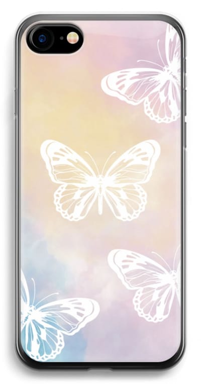 Case Company® - Hoesje geschikt voor iPhone 7 hoesje - White butterfly - Soft Cover Telefoonhoesje - Bescherming aan alle Kanten en Schermrand