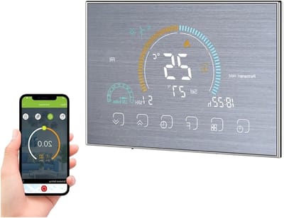 Digitale Thermostaat - Slimme WiFi Regelaar - Temperatuur Beheer - 4.8-inch LCD Kleurenscherm - 12.7 x 4.0 cm - Zilver