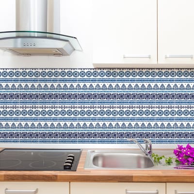 Tegelstickers voor de muur in keuken en badkamer - 30 etnische cementtegelstickers, Kaapstadse stijl - 30 stickers, 20x20 cm