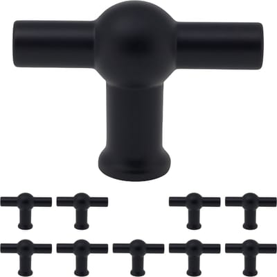 Somstyle T-Greep Kastknoppen Set - 10 Stuks - 4.8 x 3.1 CM - Deurknoppen voor Kasten - Meubelknop - Handgreep - Zwart