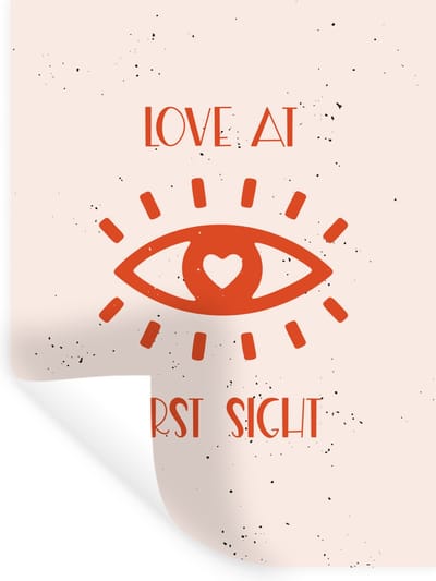 Muurstickers - Sticker Folie - Love at first sight - Quotes - Spreuken - Relatie - Stel - 30x40 cm - Plakfolie - Muurstickers Kinderkamer - Zelfklevend Behang - Zelfklevend behangpapier - Stickerfolie