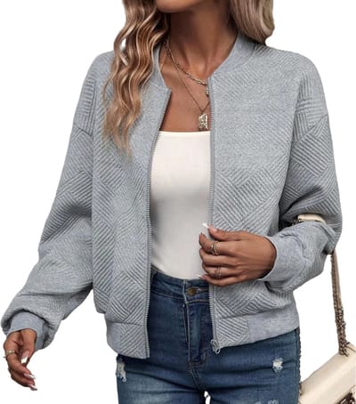 Mode Relief Vest Dames - Grijs - Jack - Trui - Rits - Fashion - Maat S