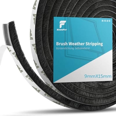 Borstelafdichting 9 mm x 15 mm x 5 m - Zelfklevende Tochtstopper voor Deur, Raam en Kledingkast