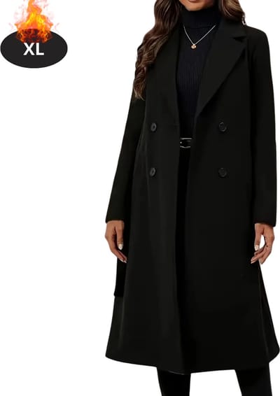 Livano Mantel Dames - Tussenmantel - Jas - Mantelpakje - Trenchcoat - Overjas - Overcoat - Winter - Zwart - XL