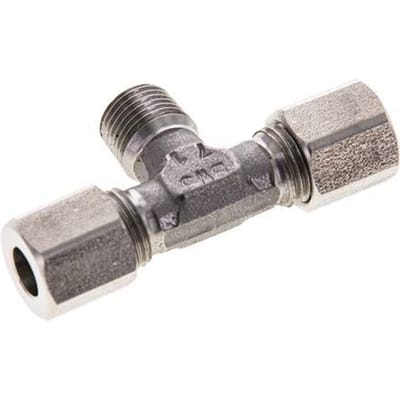6LL & R1/8'' RVS T-stuk Snijringkoppeling Buitendraad 100bar ISO 8434-1