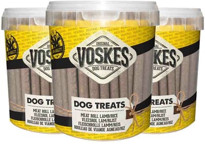 Voskes Hondensnacks Emmer Vleesrol Lam - Rijst - 3 x 600 gr - Voordeelverpakking
