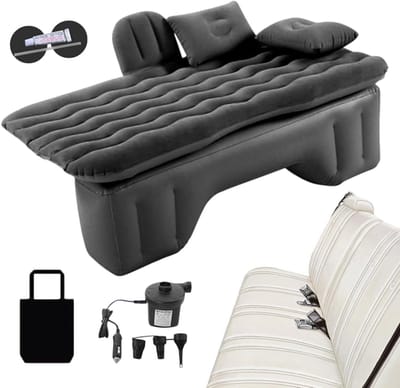 Opblaasbaar Autobed - Kampeermatras Slaapkussen - Reizen Kamperen - Ergonomisch Ontwerp - 135x70 cm - Zwart