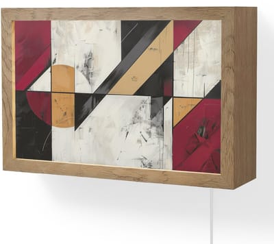 Wandlamp 30x20 cm - Oplaadbaar - Modern - Abstract - Geometrisch - Rood - Industrieel - Wandlampen binnen woonkamer - Slaapkamer lamp met kabel - Decoratieve nachtlamp - Vloerlamp snoer