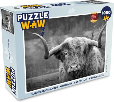 Puzzel Schotse Hooglander - Koeienkop - Landschap - Natuur - Koe - Legpuzzel - Puzzel 1000 stukjes volwassenen
