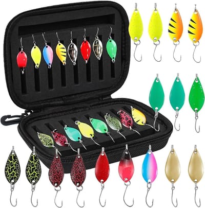 Complete Set van 16 Stuks Visserslures en Spinner Flasher voor Forel, Snoek en Zander met Opbergdoos en Diverse Gewichten van 3.5g/5g