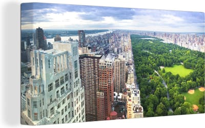 Canvas Schilderij Trump Intl hotel en het Central Park - 40x20 cm - Wanddecoratie