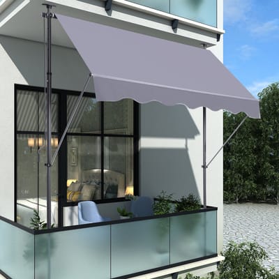 OKWISH Klemzonwering Verstelbaar 200 X 150 Cm Aluminium Donkergrijs Voor Balkon En Terras Zonder Boren