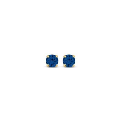 New Bling 9NBG-0557 Gouden Oorknopjes met Zirkonia 3mm - Donker Blauw - Rond - 14 Karaat - Goud