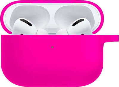 Hoesje - Geschikt voor Apple Airpods Pro - Siliconen Hoes met Clip - Silicone Case Cover - Donkerroze