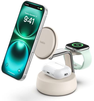 Belkin UltraCharge Pro 25w Qi2 3in1 Magnetic Charger Sand