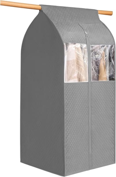 Kledinghoezen Set - Kledingbeschermers Opbergen - Kleding Beschermen - Ademend Materiaal Dubbele Rits - 52x52x130cm - Grijs