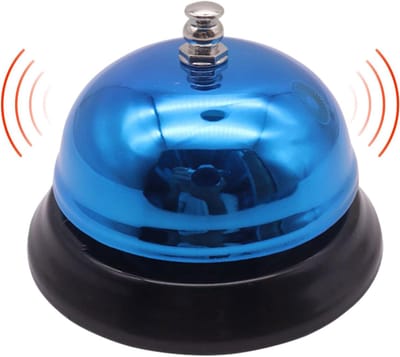 Bureaubel - Receptiebel Baliebel - Service Oproepen - Metalen Constructie - 8.5 cm - Blauw