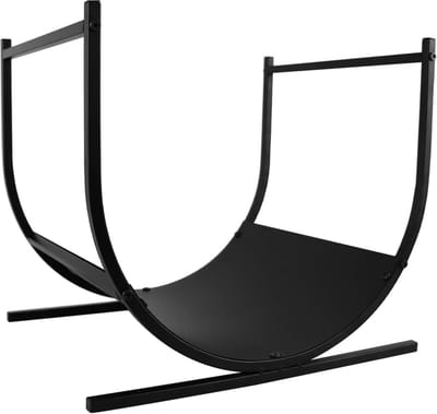 Brandhoutrek Metaal - Houtopslag Rek - Haardhout Opslag - U-vormig Design - 44x40x37.5 cm - Zwart